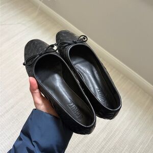 Schutz Black Woven Leather Ballet Flats